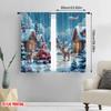 2pcs 2D flat printing Christmas Scene Curtain Christmas Celebration Winter Scene 100% Polyester Fabric Without Electricity