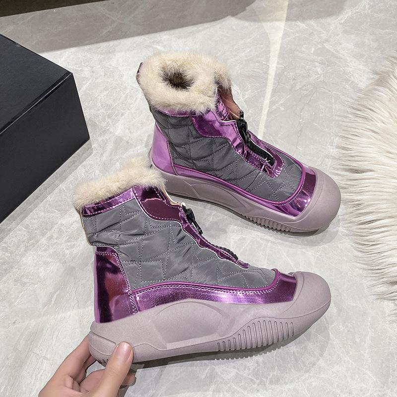 Winter velvet snow boots popular thick-soled Martin boots warm and thickened autumn and winter fur integrated short boots