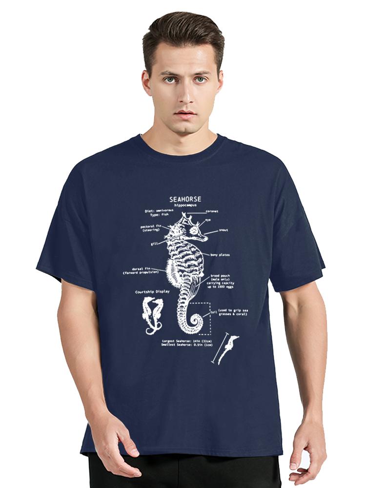 Seahorse Anatomy Biologist Animal T Shirt Fashion Cotton Tees Unisex Unisex Oversized Tshirt Clothing