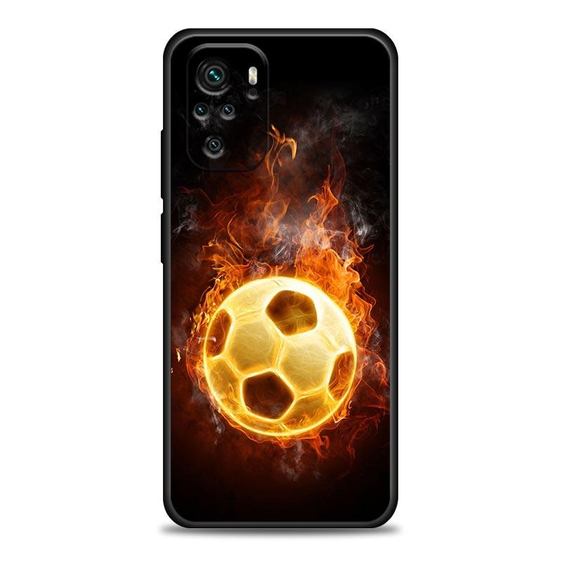 Fire Football Soccer Ball Phone Case For Xiaomi Redmi 15 15C 4G Note 15 14 13 Pro Plus 5G Soft Cover For Redmi Note 15Pro 14PRO