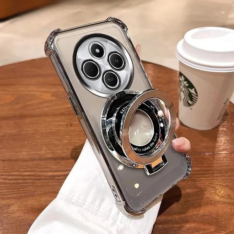 

Прозрачный противоударный чехол с гальваническим покрытием для Xiaomi Redmi Note 14 Pro Plus 14C 4G 5G fundas для Magsafe с магнитной подставкой-держателем Redmi 14C