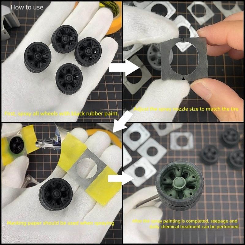 Plastic Coloring Instrument Car Tank Model Roadwheel Rims Sprayer Stencil Template With Measurement Guide