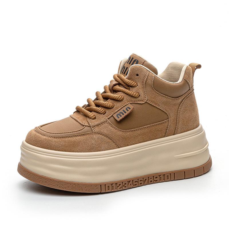 Women's shoes leather spring women's 2025 spring new versatile comfortable small inner height increase women's shoes casual shoes board shoes