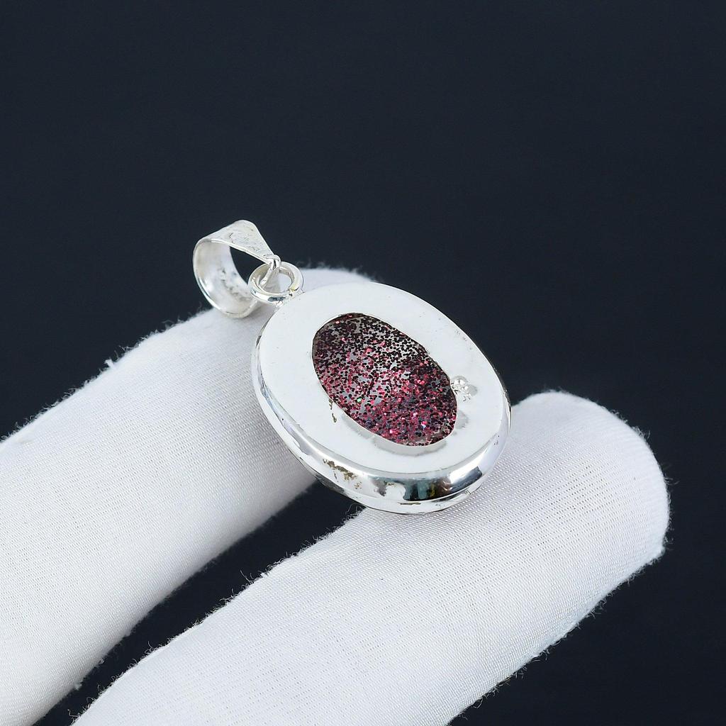Beautiful Red Shine Opal Gemstone Silver Pendant in 925 Sterling Silver - Handmade Pear Design, Everyday Wear Jewelry Birthday Gift