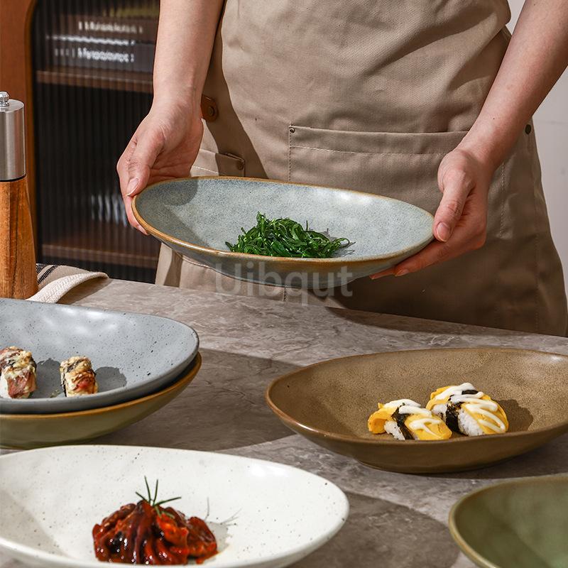 Creative Ceramic Boat Shaped Plate Japanese Style Dining Utensils Deep Dish Fish dinner Plate Home Use Food Plate Serving Dish