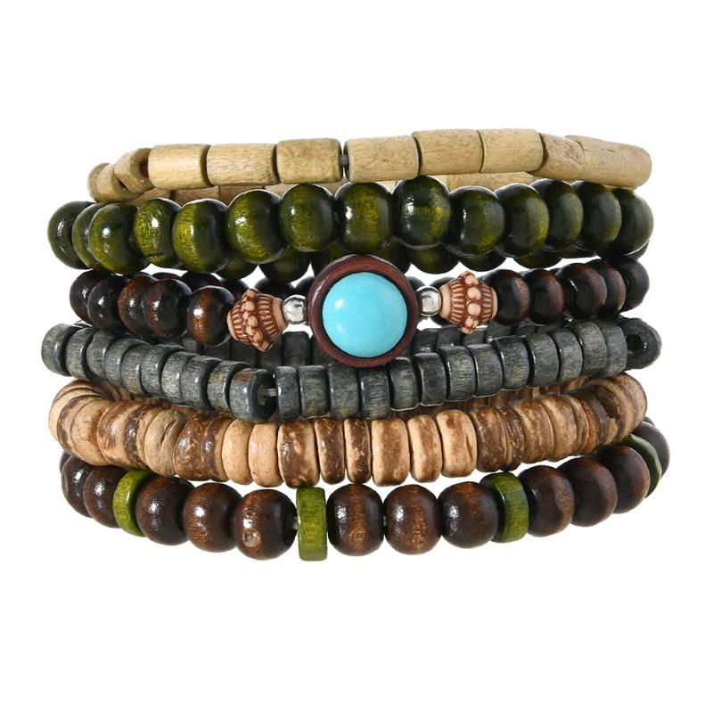 New Coconut Bead Beaded Elastic Line Men's Bracelet Bracelet Bracelet