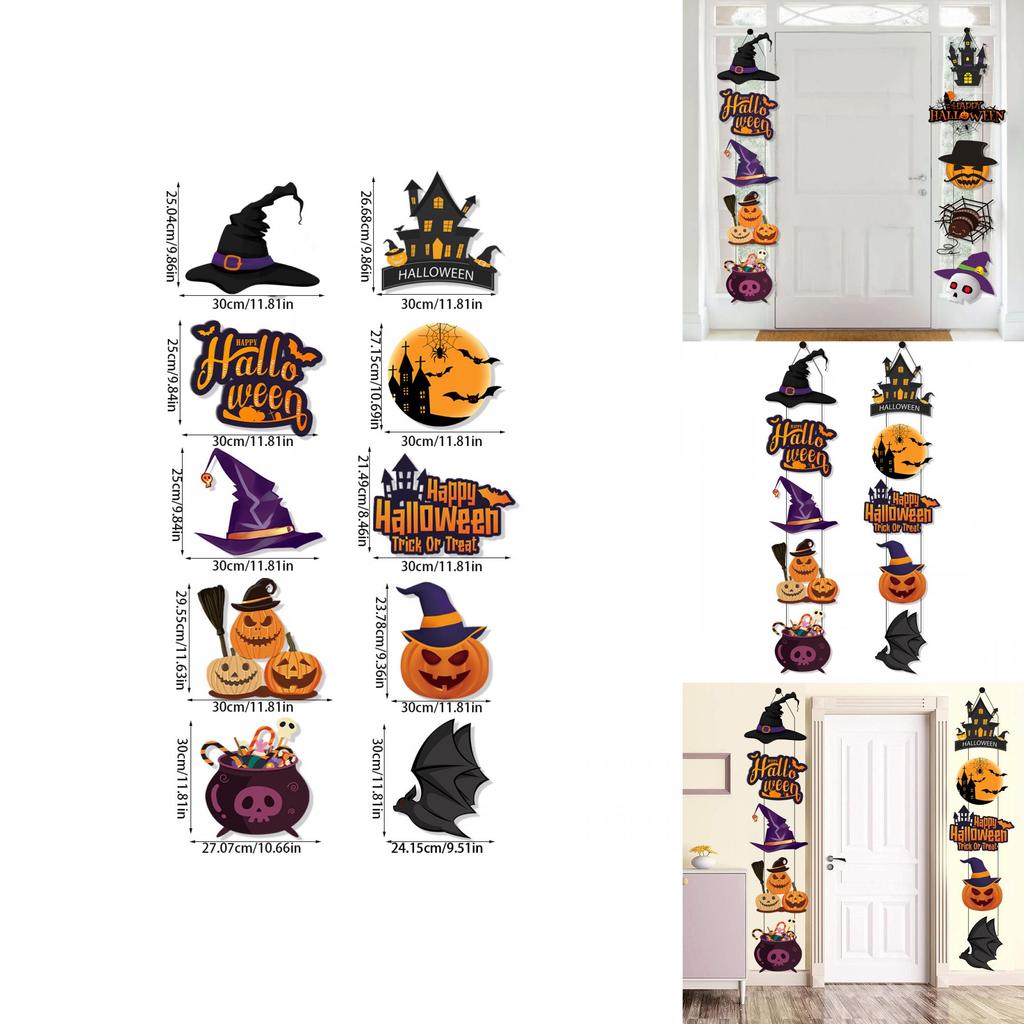 Halloween Party Door Hanger With Paper Pumpkin And Bat Design For Indoor And Outdoor Use