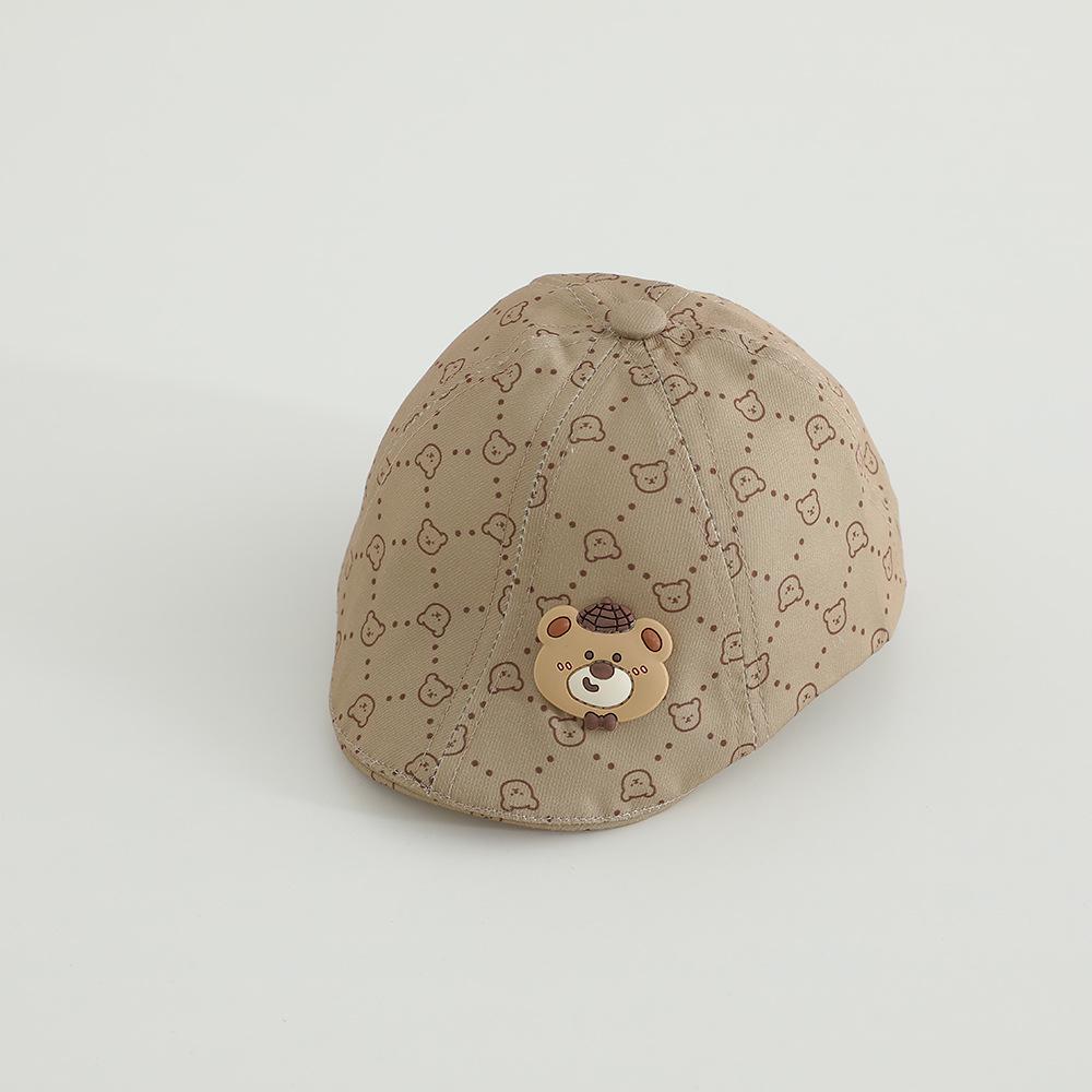 Retro Plaid Baby Beret – Spring/Summer Sun Hat with Embroidered "23" for Infants & Toddlers