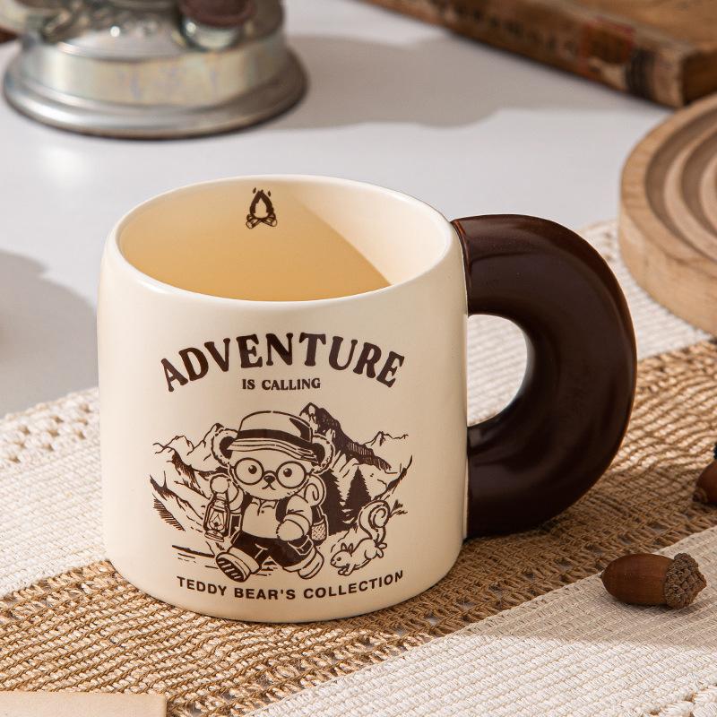 

Керамическая кружка из коллекции «Кемпинг Тедди» большой вместимости, высокоточная, бытовая чашка для завтрака, парная чашка, сувенир 620ml