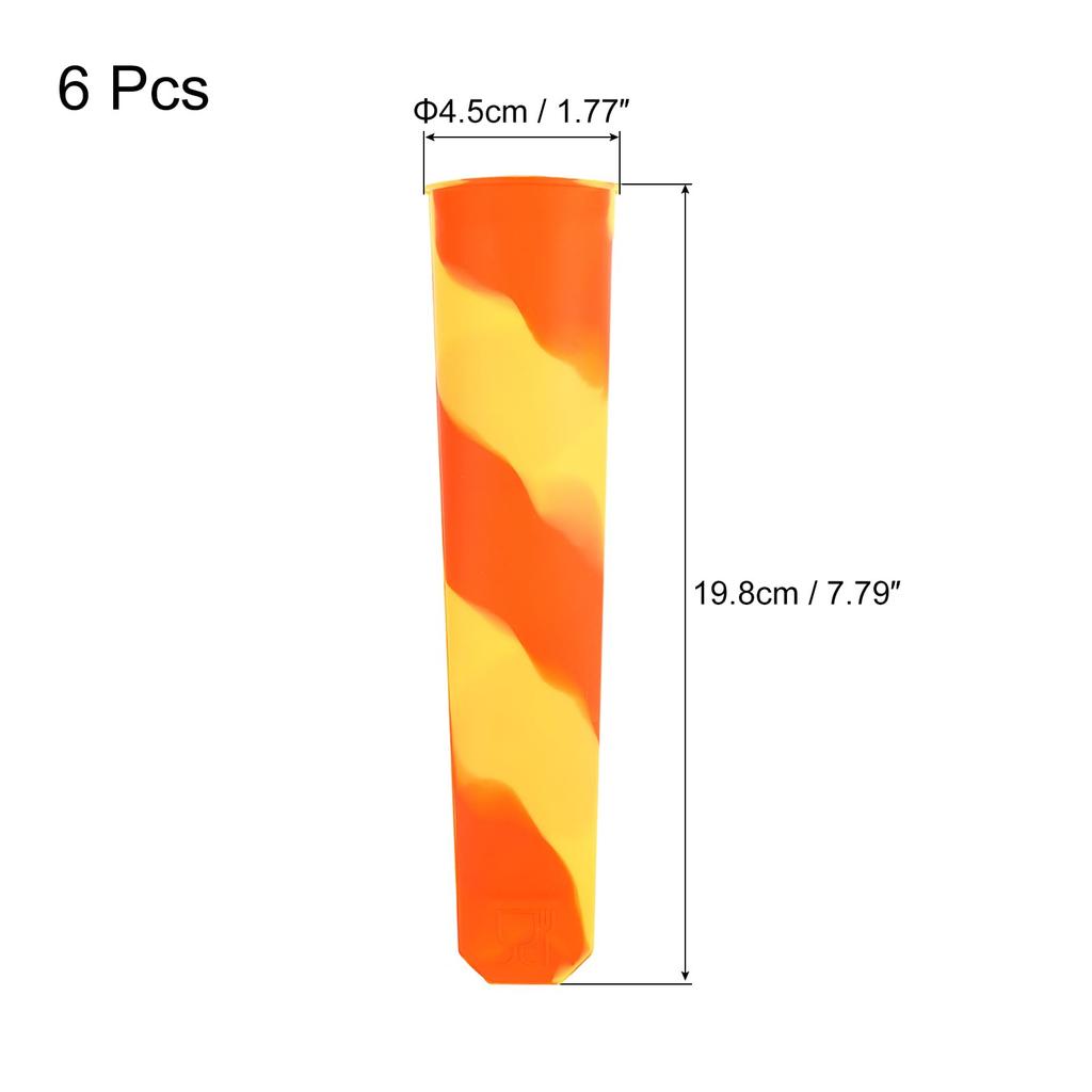 Uxcell Silikon-Eis am Stiel Formen, Set mit 6 Stück, mit Deckeln, 7,79 Zoll hoch, Geeignet für DIY-Eiscreme-Herstellung, Eis am Stiel, Gelb/Orange