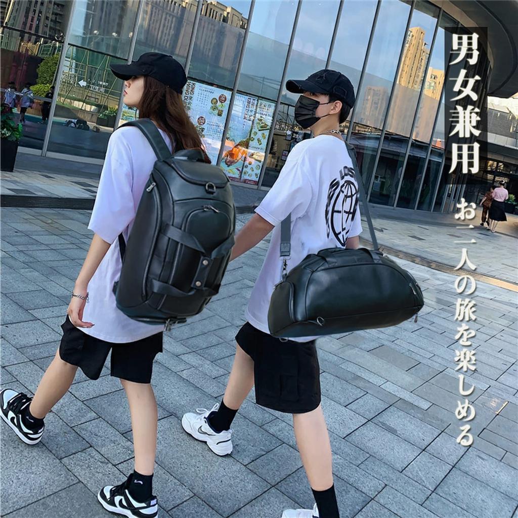 Miyabi Leder Boston Tasche mit Wasserdichtem Leder Duffel Groß Schuh Reise Fitnessstudio Golf Schwarz Herren 3-Wege Rucksack, Tasche, Kapazität, Stauraum, Handgepäck, Tasche,