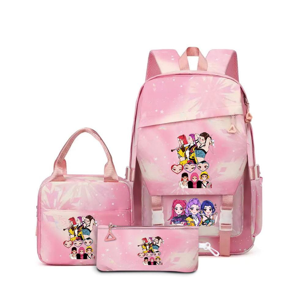 School Season Printed Student Schoolbag Backpack Shoulder Pencil Bag Three-Piece Set