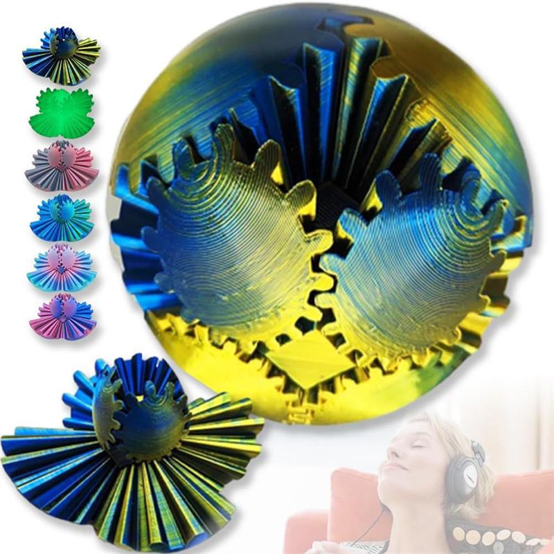 Gear Ball 3d-trykt Gear Ball Spin Ball Cube Fidget Toy Perfekt for stress og angst Avslappende deformasjon Gear Ball Skrivebordsleke