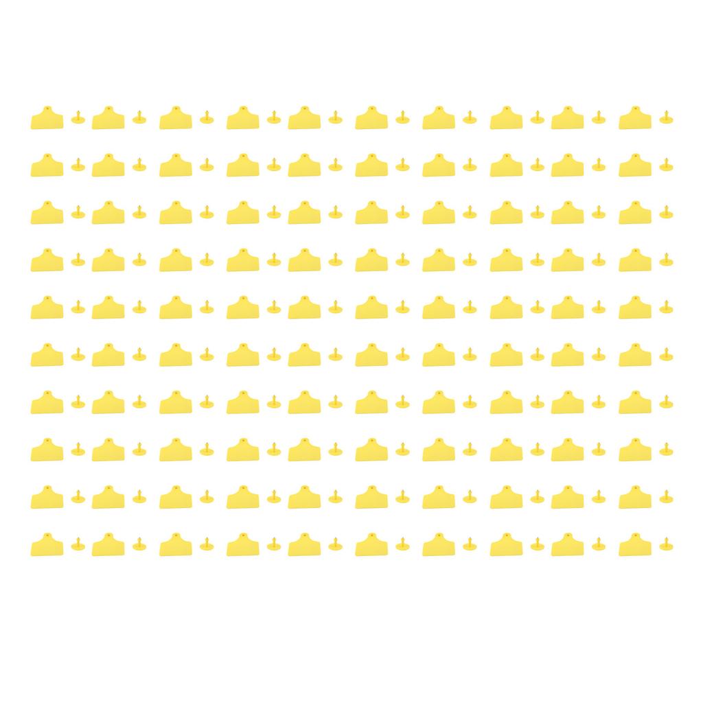 100 Pcs Cattle Ear Tags TPU Farm Animal Livestock Identification Ear Tag with Copper Studs for Cattle Horses Pigs Yellow