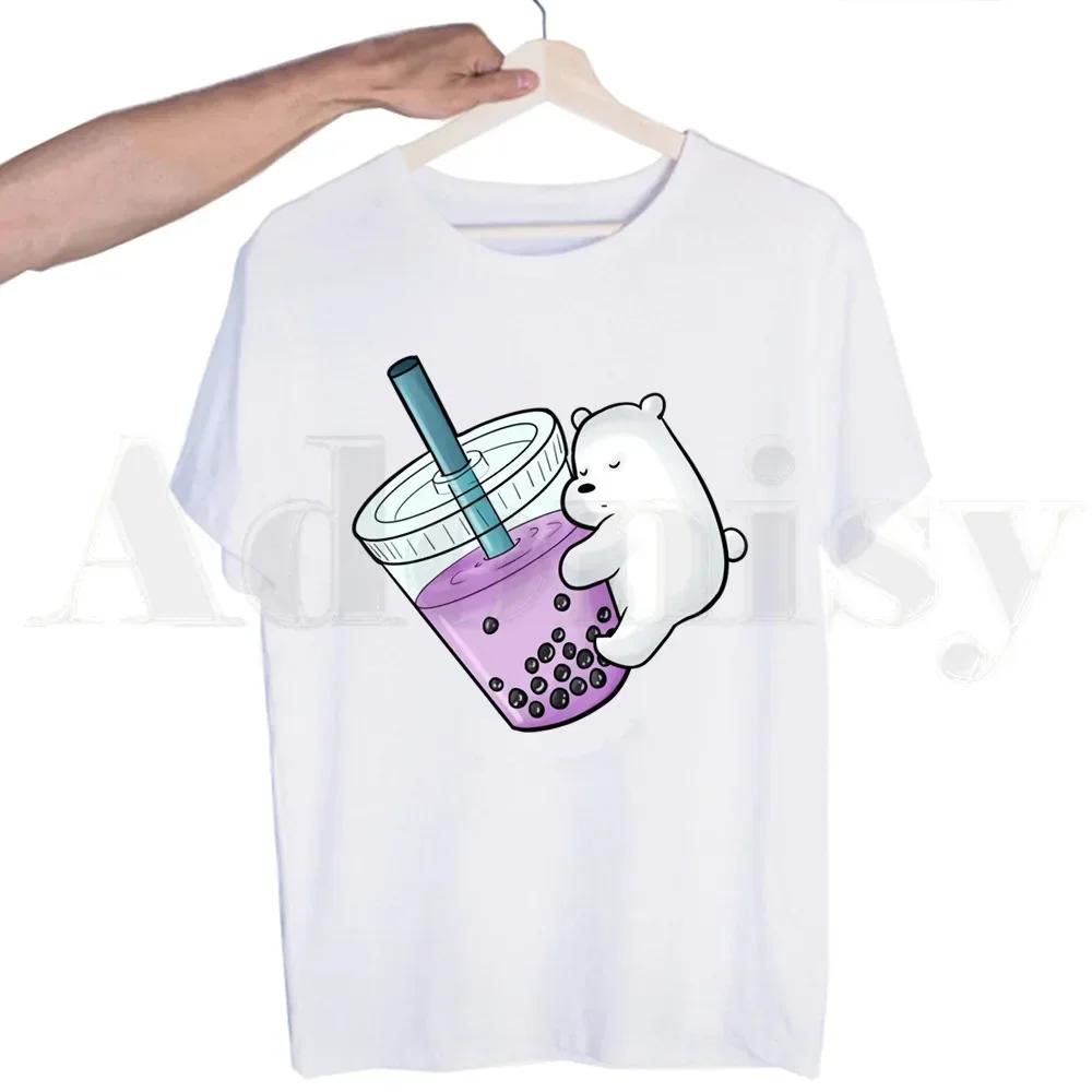 Bubble Tea Cute Cartoon Fashion Kawaii Graphic Tshirts Men Fashion Summer T-shirts Tshirt Top Tees Streetwear Harajuku Funny