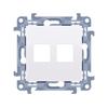 Keystone data socket cover, flat, double (module), white