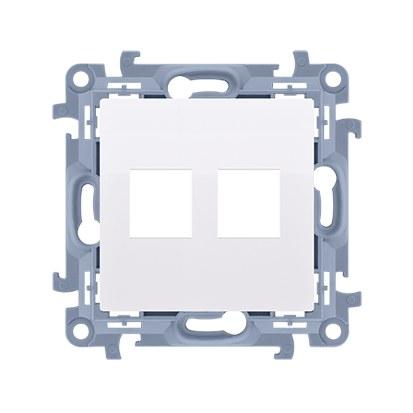 Keystone data socket cover, flat, double (module), white