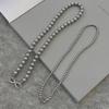 Shijia Pearl Double-Layered Necklace with Detachable 8-Shaped Buckle – Versatile Styles, Hemp Gray Chain.