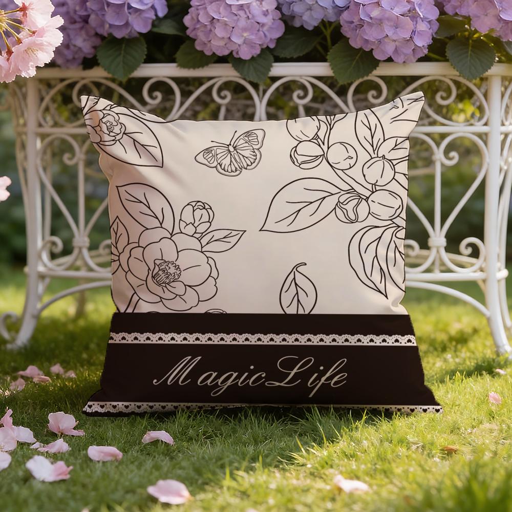 Beautiful Retro Flowers Cushion Cover Home & Car Dual-Scene Pillow Cover: Reversible for Premium Comfort