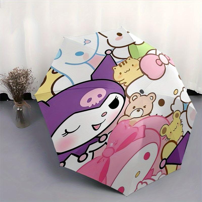 Hello Kitty, Sanrio Automatic Open/Close Umbrella-Cute Umbrella with Cute Design, Portable 3-Fold Compact Umbrella for Men & Women, Hallowee