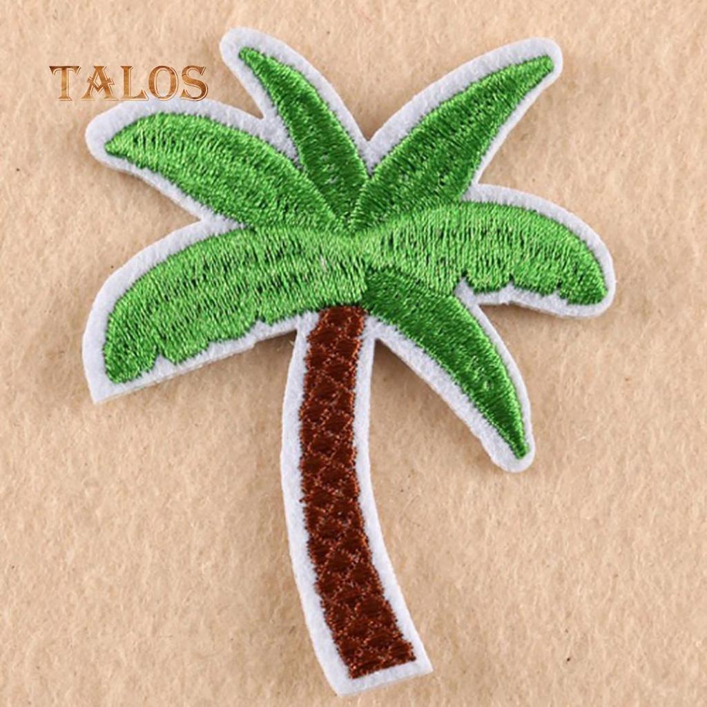 5Pcs Coconut Palm Tree Embroidered Patch Iron on Patch DIY Sewing Applique Portable travel Csaul