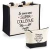 Duo Gift Set - PLANETEE - Agathe - Jute &; Cotton - Message «A Super Colleague» - 33 X 42 Cm