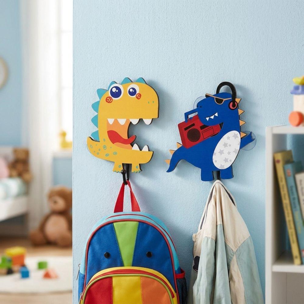 4Pcs Stable Structure Dinosaur Wall Hooks Cartoon Wall Decor Hooks  Bedroom Storage