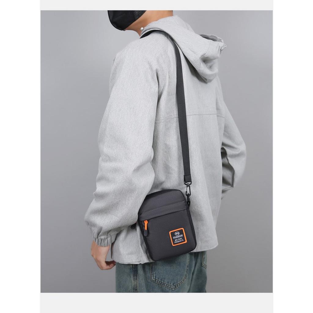 Neutral Square Bag, Simple Texture, Lightweight Oxford Cloth Bag, Shoulder Bag, Men's Business Multi-layer Zipper Crossbody Bag