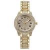 2Pcs/Set Women Quart Watch Shiny Rhinestones Circular Dial High Precision Movement Wristwatch with Bracelet