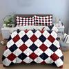 Plaid Red and Navy Blue Bedding Set Bedding set (1 duvet cover, 2 pillowcases, duvet not included)