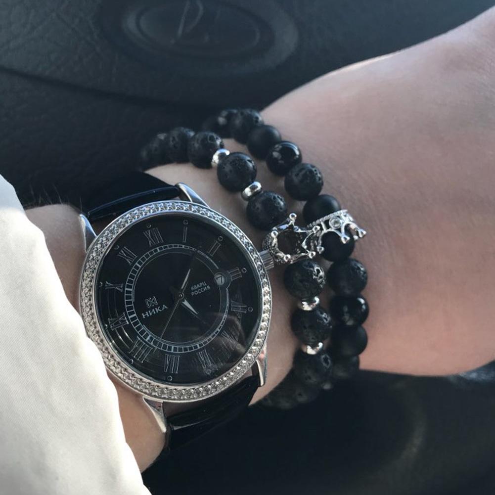 Unisex Fashion Beaded Bracelet Chic Crown Helmet Decoration Hand Chain