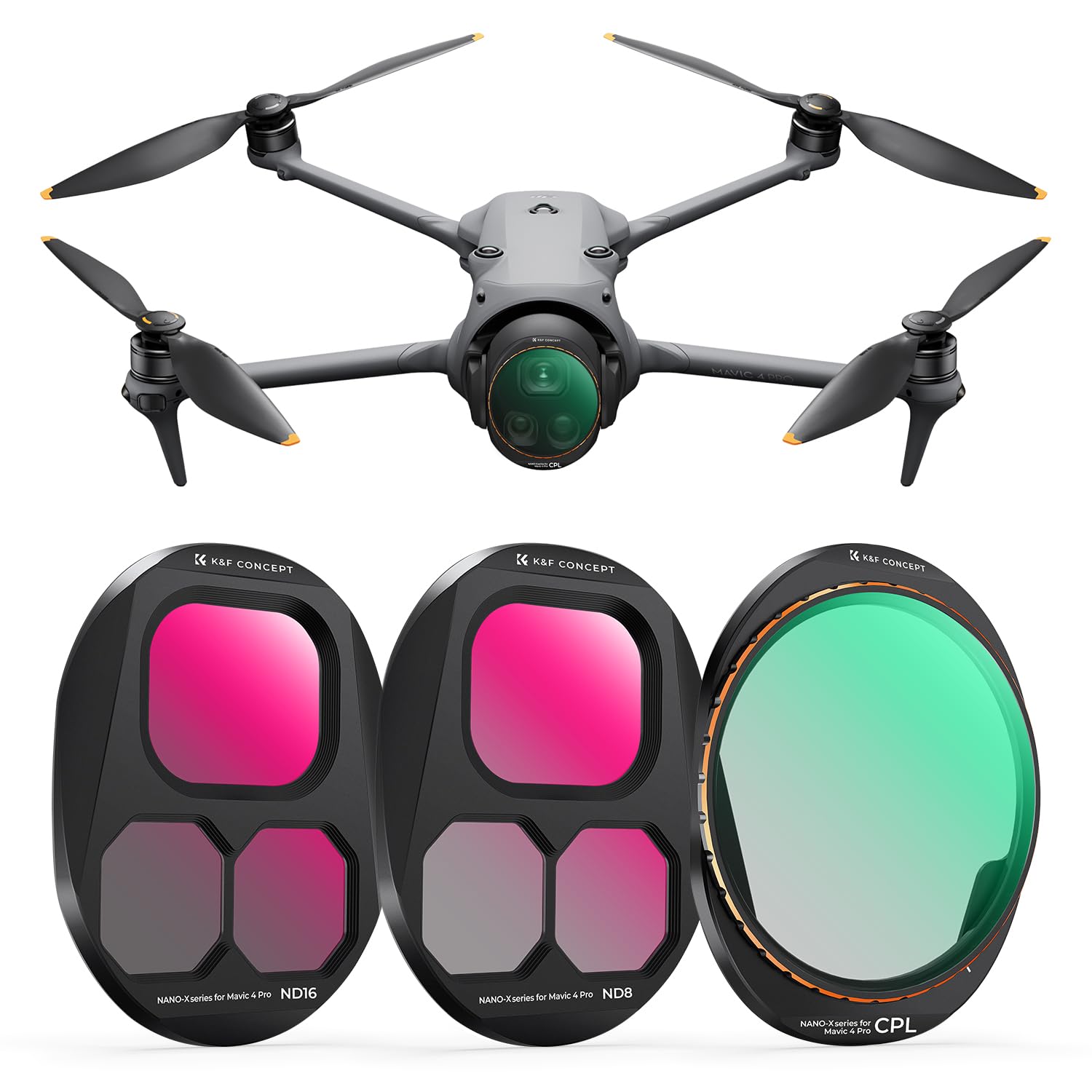 

Concept DJI Mavic 4 Pro Filter Set ND CPL Light Video Polarized Lightweight Image Enhancement K&F (CPL+ND8+ND16) - Filters, Filters, Protection,
