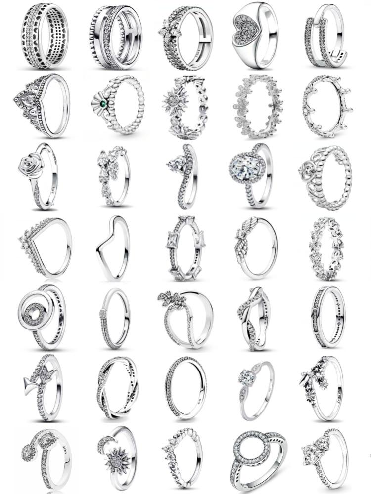 925 Silver, Heart-Shaped, Floral, Sun Moon Rings Suitable for Delicate Jewelry for Women At Wedding Parties