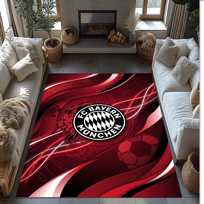 Tappeto Morbido Area Rug con Motivo Calcio Bayern Monaco Antiscivolo Tappeto per Pavimento Interno Tappetino Decorazione Sportiva per Camera da Letto