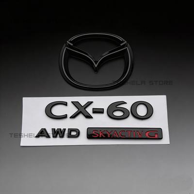 AAEU1 ABS Car Front Grill Emblem Rear Trunk Badge Logo For CX60 Glossy Black Letters Trunk Emblem Stickers Car Accessories