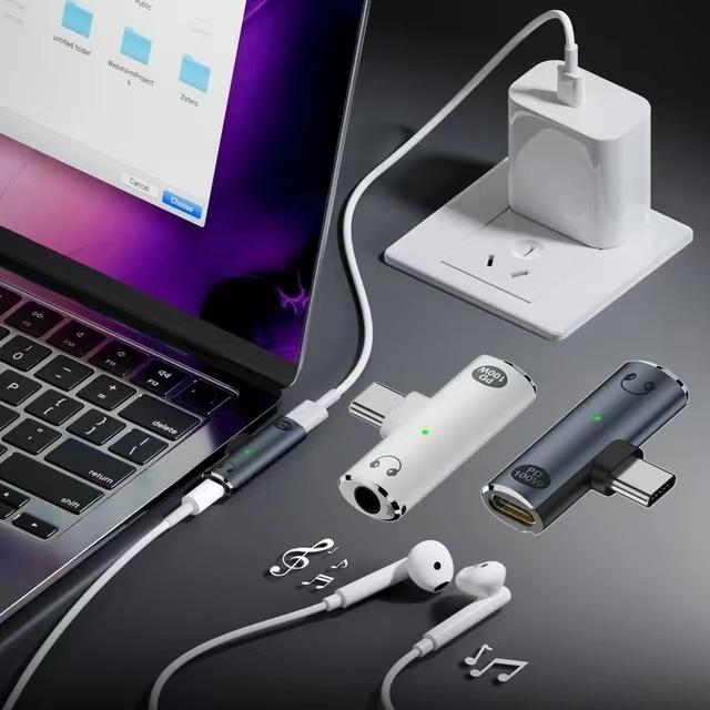2 in 1 USB Type C Audio Adapter PD 100W 3.5mm Port USB-C Earphone Converter Mobile Phone Tablet for Xiaomi Huawei Realme iPhone 16 15 Pro max