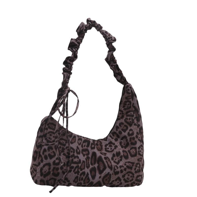 Hong Kong Style Women's Bag New Fashionable Retro Versatile Shoulder Bag Large Capacity Leopard Print Commuter Armpit Bag