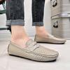 Fashion Fashion Korean Style Slip-On Flat Comfort Lazy Beanie Shoes Men Loafers Shoes New Casual Men Leather Daily Commute Driving Shoes