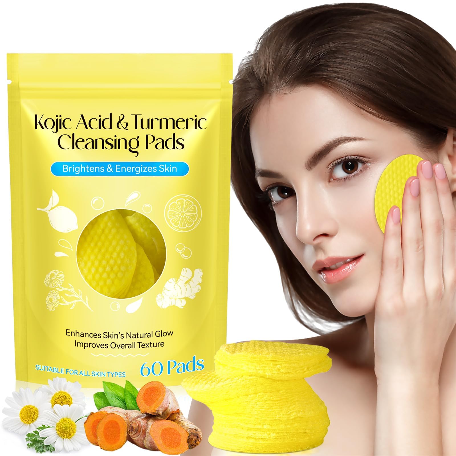 Kojic Acid and Turmeric Cleansing, Turmearic Cleansing with Vitamin B5, Vitamin C, Turmeric Infused Foaming Exfoliating, Turmeric Lemon Chamomile P
