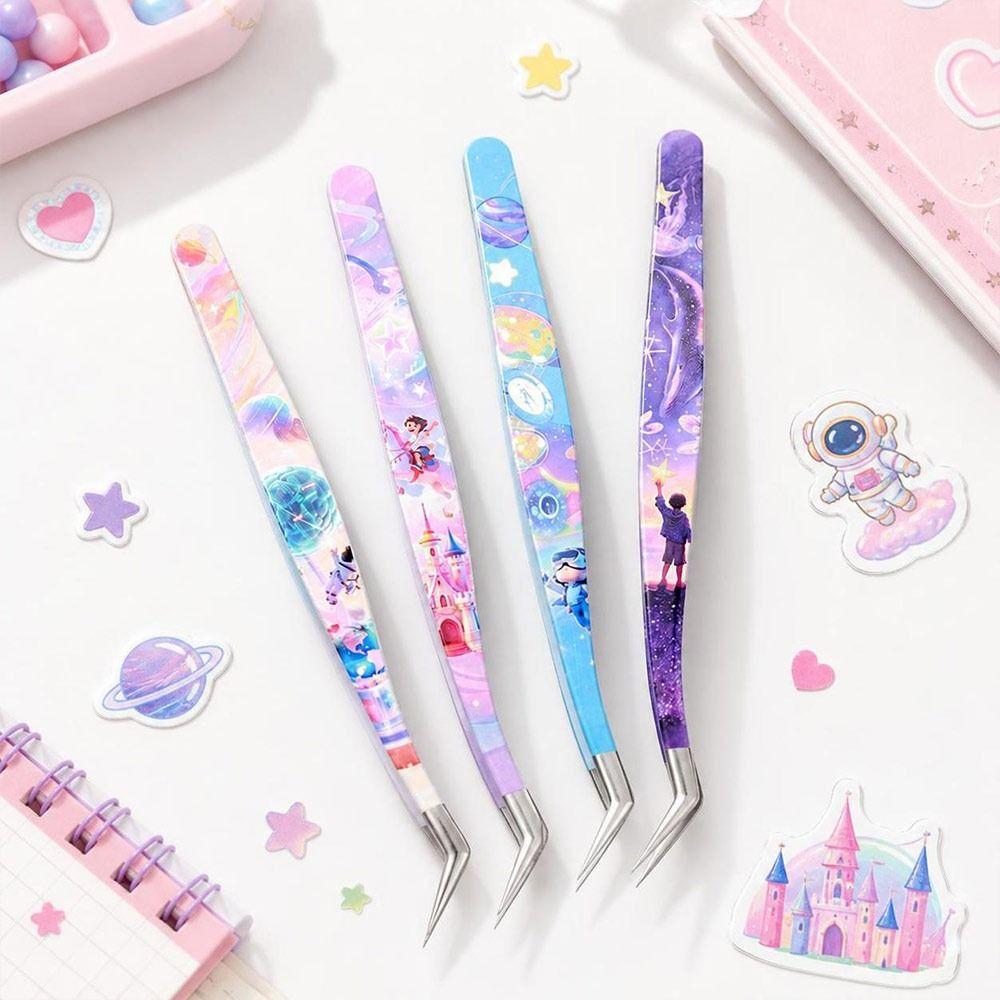 Anti-static Curved Stickers Tweezers High Precision Eyelash Curler Miniature Scene Stickers