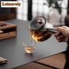 Set Scaldino Quadrato in Legno di Noce Teiera con Manico Laterale in Vetro per la Casa Base Riscaldante per Infusione Tè Bollitore per Tè Cerimonia del Tè Kung Fu