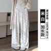 Grey Bow Glutinous Rice Yamamoto Pants Women's Spring and Autumn Vertical Straight Tube Small Lazy Casual Wide-leg Pants