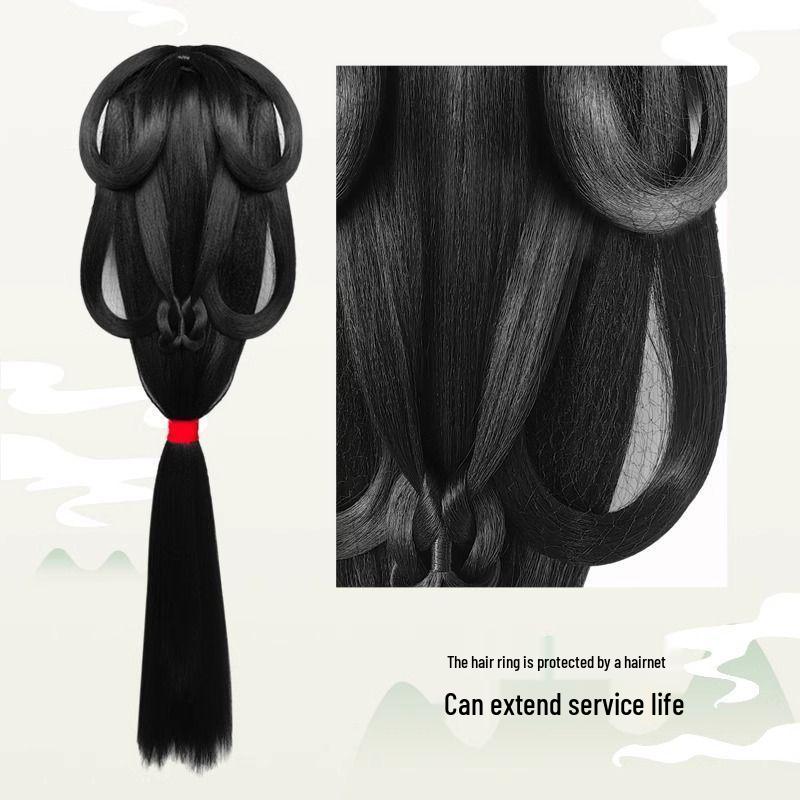 Parrucca Hanfu con Chignon Integrato - Set di Accessori per Capelli Stile Wei Jin: Chignon imbottito per capelli quotidiano e copricapo per costume antico