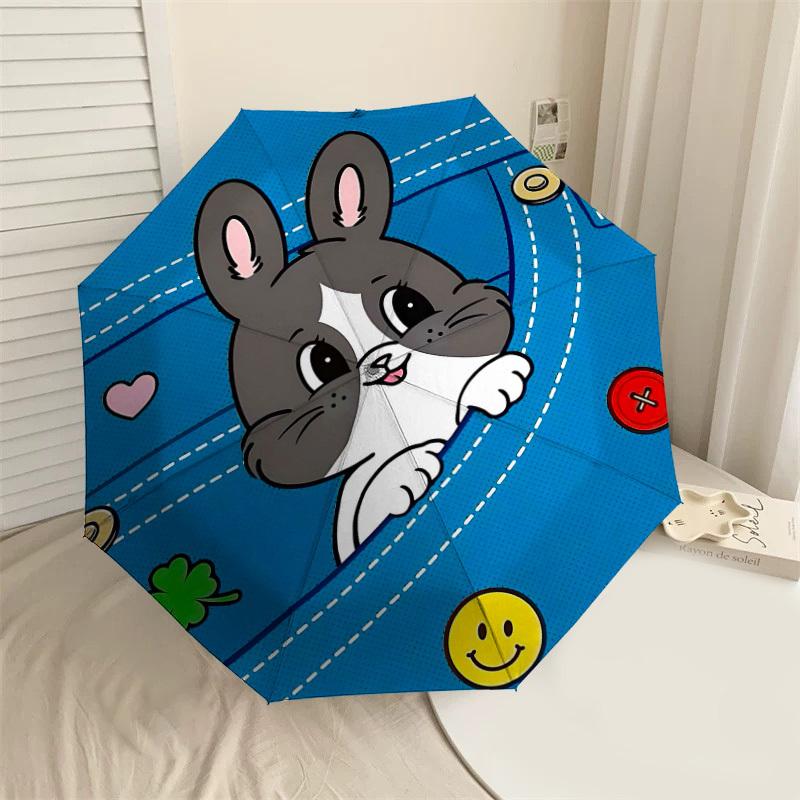 

1PC rabbit button Umbrella-8-Rib Reinforced Portable Folding Travel Suitable for All Seasons Outdoor Daily Use-J325