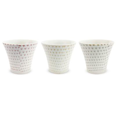 Isayama Kiln Teacups of Hasami Made In Kohiki Kanna 3 Colors J-kitchens (Set 3), Ware, Japan, 140cc, (Powdered Finish), (Red, Yellow, Green)