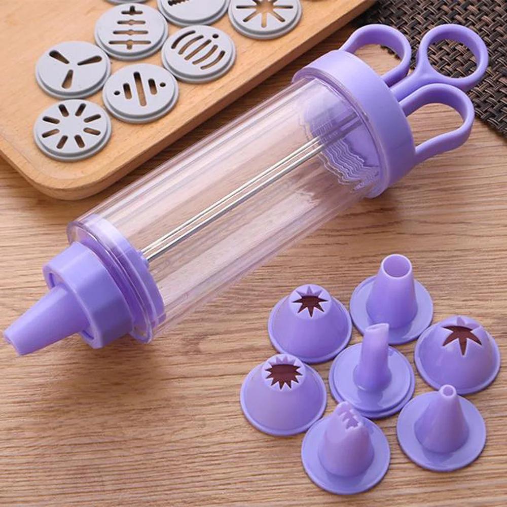 1 Set Cream Cookie Press Maker DIY Biscuit Syringe Mould Baking Icing Piping Cream Cake Tool Set Squeezing Gun Kitchen Bakeware