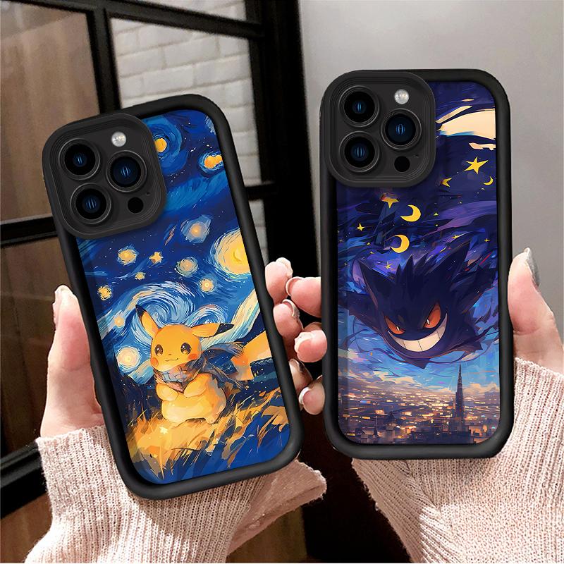 Lovely P-Pokemon Starry Sky Case for IPhone 17 Air 16 16E 15 14 13 12 11 Pro Max X XS X S Max XR SE 2020 SE4 7 8 Soft Back Cover