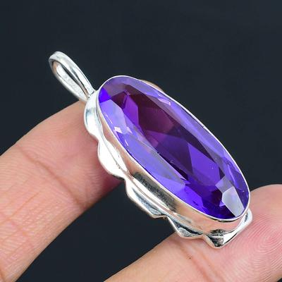Iolite Gemstone Pendant Solid 925 Sterling Silver Pendant Jewelry Gift For Unisex