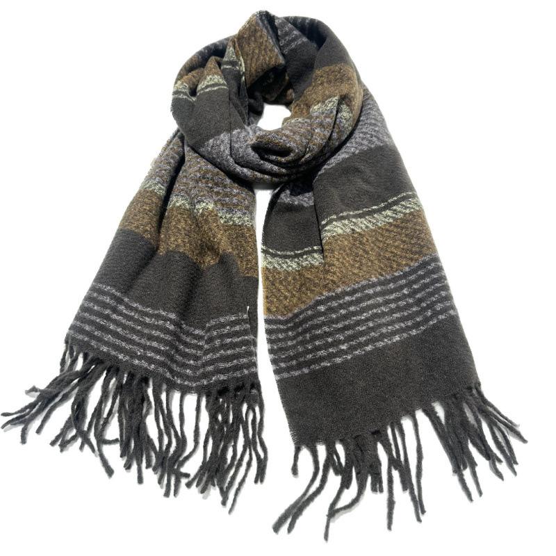 Winter Student Scarf for Women New Striped Imitation Cashmere Warm Tassel Scarf for Men Korean Style Girl Series