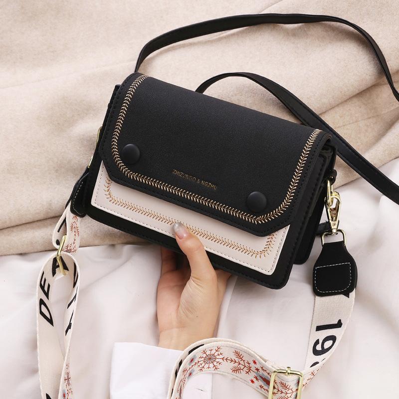 New Wide and Narrow Shoulder Strap Fashion Women's Bag Korean Version of Internet Celebrity Texture Small Square Bag Women's Bag